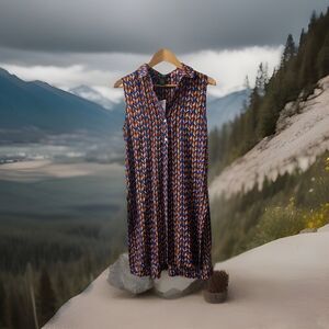 NWT Grace Elements Beach Coverup Copacabana Womens S Side Slits Button Up Collar